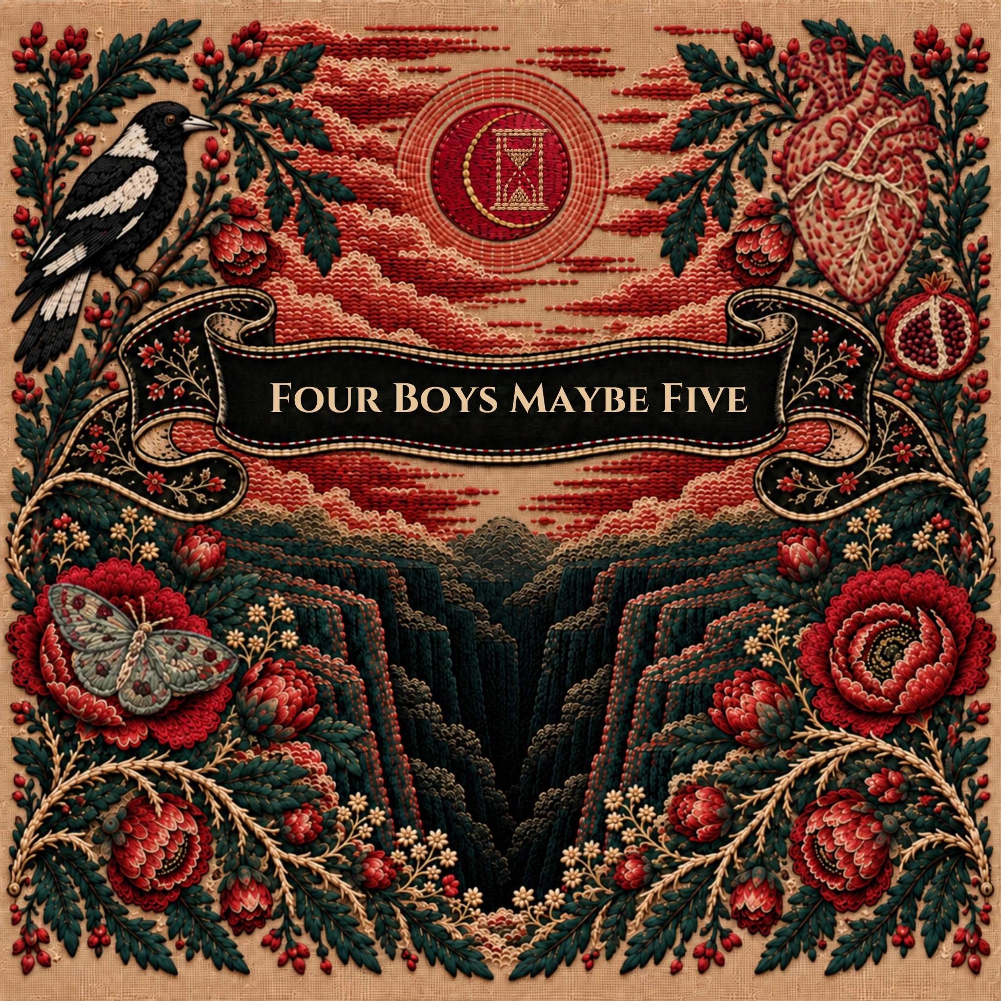 Four Boys Maybe Five embroidered cover artwork